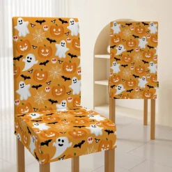 Halloween Skull Pattern Dining Chair Cover Festival Table Decor Dress-up Props For Decoration