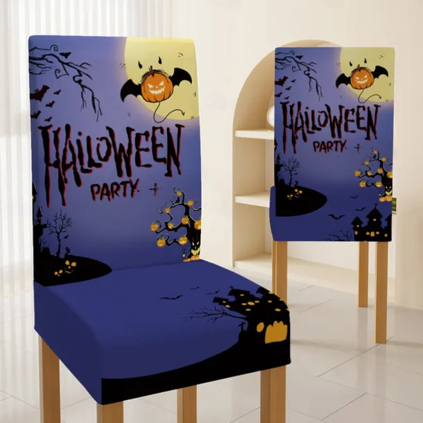 Halloween Skull Pattern Dining Chair Cover Festival Table Decor Dress-up Props For Decoration
