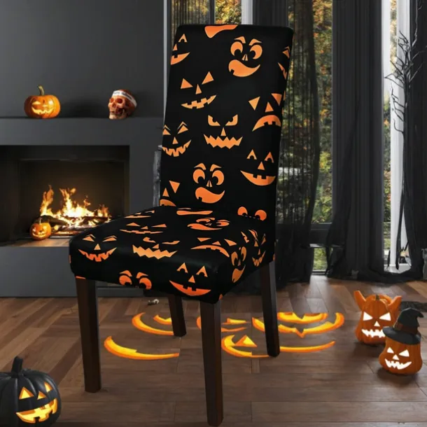 Halloween Skull Pattern Dining Chair Cover Festival Table Decor Dress-up Props For Decoration