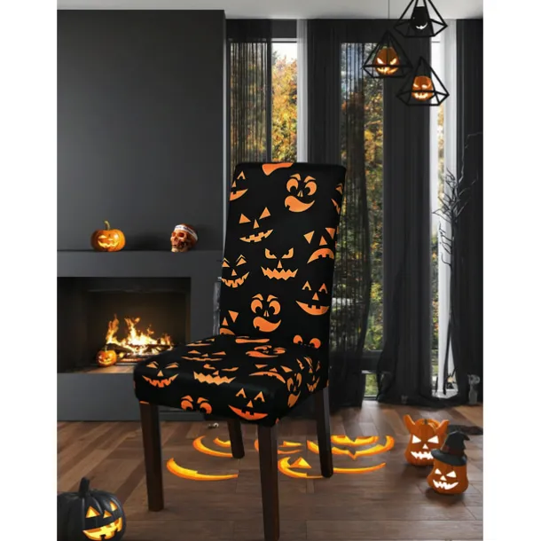 Halloween Skull Pattern Dining Chair Cover Festival Table Decor Dress-up Props For Decoration