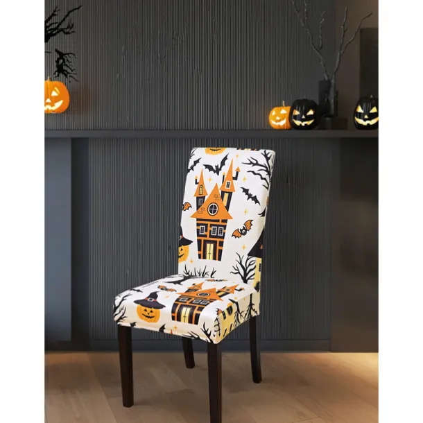Halloween Skull Pattern Dining Chair Cover Festival Table Decor Dress-up Props For Decoration