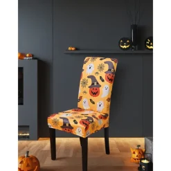 Halloween Skull Pattern Dining Chair Cover Festival Table Decor Dress-up Props For Decoration
