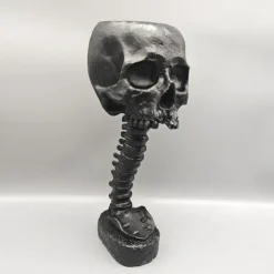 Halloween Skull Planter & Spine Stand, Resin Skull Head Flower Succulent Cactus Planter Pots,or Home Office Desk Decorations Halloween Scene Statue Sculpture Decorations