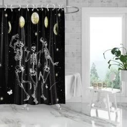 Halloween Skull Shower Curtain, Modern Machine Washable Waterproof Polyester Fabric for Bathroom Decor Bathtub with 12 Hooks
