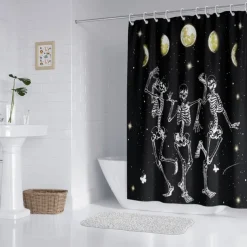 Halloween Skull Shower Curtain, Modern Machine Washable Waterproof Polyester Fabric for Bathroom Decor Bathtub with 12 Hooks