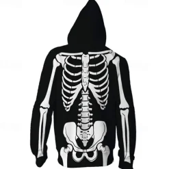 Halloween Skull Skeleton Outfits Hoodie Tracksuit Anime 3D Graphic For Couple's Men's Women's Adults' Halloween Carnival Masquerade 3D Print Casual Daily