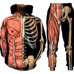 Halloween Skull Skeleton Outfits Hoodie Jogger Pants Print 3D Front Pocket Graphic For Couple's Men's Women's Adults' Halloween Carnival Masquerade 3D Print Vacation Halloween