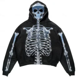 Halloween Skull Skeleton Hoodie Print 3D Graphic For Couple's Men's Women's Adults' Halloween Carnival Masquerade 3D Print Vacation Halloween