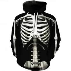 Halloween Skull Skeleton Hoodie Print 3D Front Pocket Graphic For Couple's Men's Women's Adults' Halloween Carnival Masquerade 3D Print Vacation Halloween