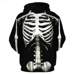 Halloween Skull Skeleton Hoodie Print 3D Front Pocket Graphic For Couple's Men's Women's Adults' Halloween Carnival Masquerade 3D Print Vacation Halloween
