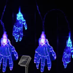 Halloween Solar String Lights Outdoor Waterproof Bat Ghost Spider Skull Hand Light 6.5m 30LEDs 8 Modes Halloween Patio Yard Garden Balcony Fence Halloween Outdoor Party Indoor Decoration