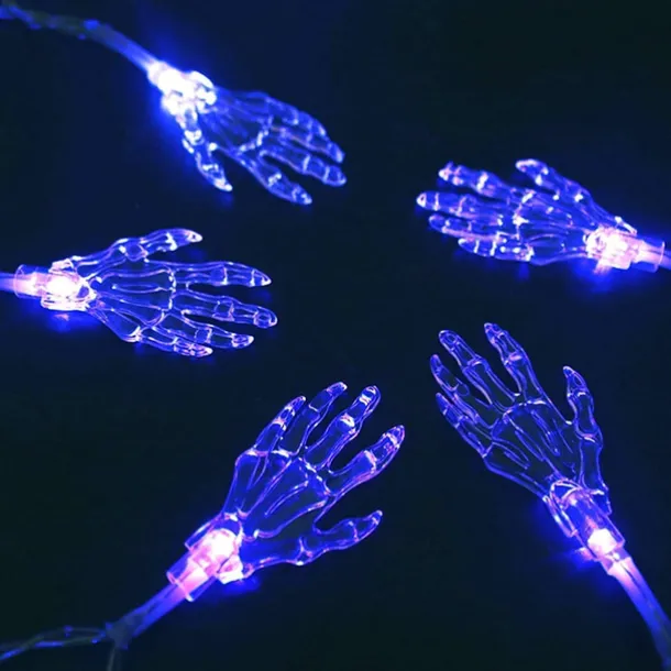 Halloween Solar String Lights Outdoor Waterproof Bat Ghost Spider Skull Hand Light 6.5m 30LEDs 8 Modes Halloween Patio Yard Garden Balcony Fence Halloween Outdoor Party Indoor Decoration