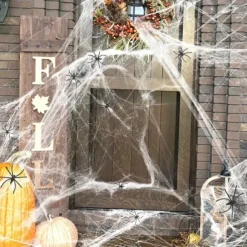 Halloween Spider Webs 2*3M with 40 Extra Fake Spiders, Super Stretchy Cobwebs for Halloween decor Indoor and Outdoor