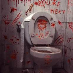 Halloween Stickers, Bloody Hand & Footprint Bloodstain Wall Decals for Living Room Background Decoration, Home Decor