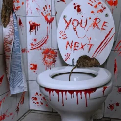 Halloween Stickers, Bloody Hand & Footprint Bloodstain Wall Decals for Living Room Background Decoration, Home Decor