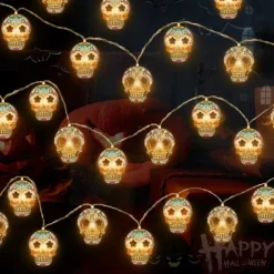 Halloween String Light Skulls Dimmable Waterproof Jack-O-Lantern Halloween Party Decoration Lights 6M 40Leds