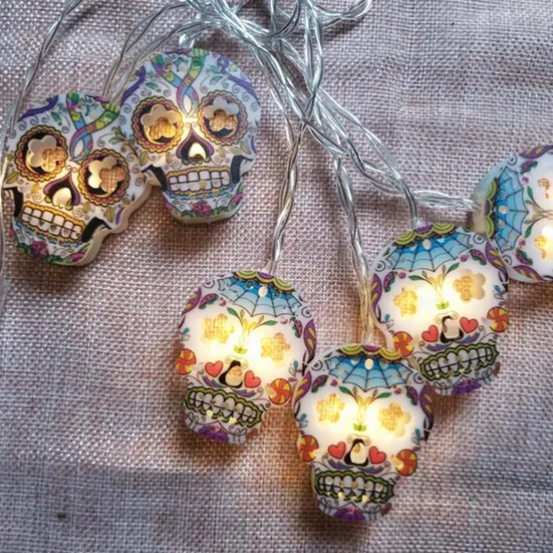 Halloween String Light Skulls Dimmable Waterproof Jack-O-Lantern Halloween Party Decoration Lights 6M 40Leds