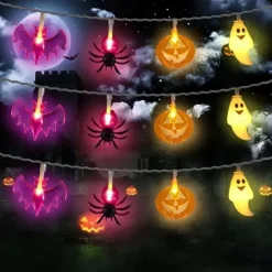 Halloween String Lights Lighted Ghost Pumpkin Bat Lights 3m 20LEDs Battery Powered Ghost Festival Party Garden Home Decoration Balcony Haunted House Bar Hanging Lights