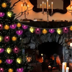 Halloween String Lights Lighted Ghost Pumpkin Bat Lights 3m 20LEDs Battery Powered Ghost Festival Party Garden Home Decoration Balcony Haunted House Bar Hanging Lights