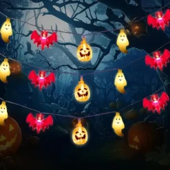 Halloween String Lights Lighted Ghost Pumpkin Bat Lights 3m 20LEDs Battery Powered Ghost Festival Party Garden Home Decoration Balcony Haunted House Bar Hanging Lights