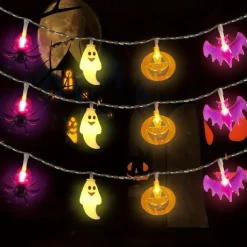 Halloween String Lights Lighted Ghost Pumpkin Bat Lights 3m 20LEDs Battery Powered Ghost Festival Party Garden Home Decoration Balcony Haunted House Bar Hanging Lights