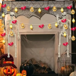 Halloween String Lights Lighted Ghost Pumpkin Bat Lights 3m 20LEDs Battery Powered Ghost Festival Party Garden Home Decoration Balcony Haunted House Bar Hanging Lights