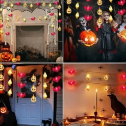 Halloween String Lights Lighted Ghost Pumpkin Bat Lights 3m 20LEDs Battery Powered Ghost Festival Party Garden Home Decoration Balcony Haunted House Bar Hanging Lights