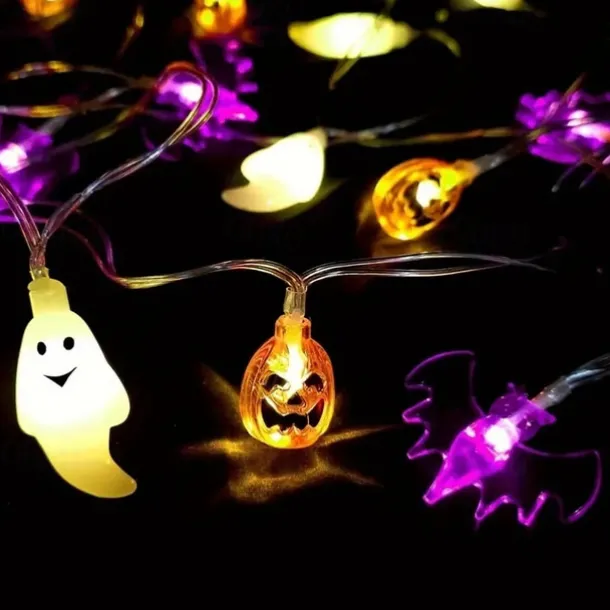 Halloween String Lights Lighted Ghost Pumpkin Bat Lights 3m 20LEDs Battery Powered Ghost Festival Party Garden Home Decoration Balcony Haunted House Bar Hanging Lights