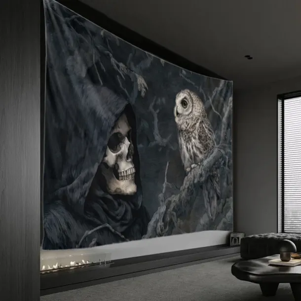 Halloween Tapestry Banners Wall Hangings Skeleton Dark Punk Gothic Style Party Dorm Shooting Backgrounds Decorations Wall Door Background