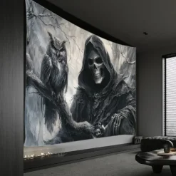 Halloween Tapestry Banners Wall Hangings Skeleton Dark Punk Gothic Style Party Dorm Shooting Backgrounds Decorations Wall Door Background