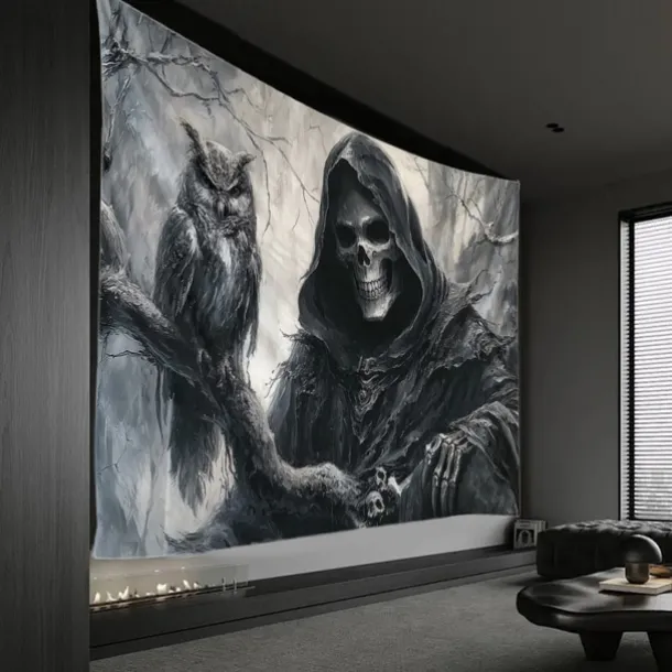 Halloween Tapestry Banners Wall Hangings Skeleton Dark Punk Gothic Style Party Dorm Shooting Backgrounds Decorations Wall Door Background