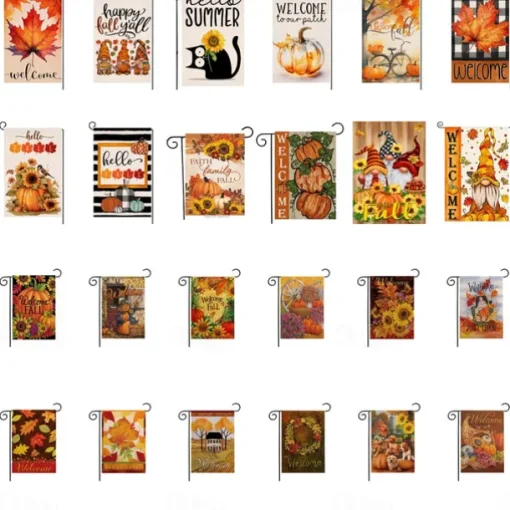 Halloween Thanksgiving Garden Flag - Double-Sided Seasonal Yard Banner for Fall Decorations - Durable and Weather-Resistant Polyester Flag for Outdoor Lawn, Porch, or Garden Decor