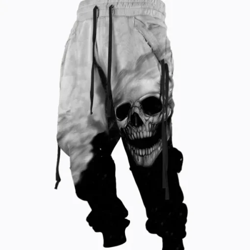 Halloween The Skull Pants Mens Graphic | Casual Sports Outdoor Yellow Cotton | Sweatpants Joggers Trousers Drawstring Side Pockets Elastic Waist Prints Comfort Breathable Daily Blend