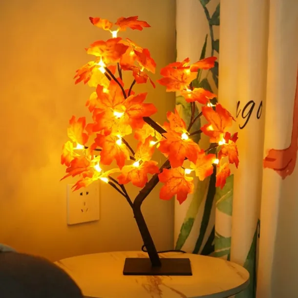 Halloween Tree Lamp Maple Leaf Lamp Halloween Decorative Table Lamp USB Power Supply