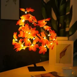 Halloween Tree Lamp Maple Leaf Lamp Halloween Decorative Table Lamp USB Power Supply