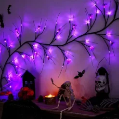 Halloween Willow Vine String Lights LED Pumpkin Bat Branches Garland Holiday Light for Halloween Indoor Outdoor Halloween Party Decor Lighting AA Battery Power