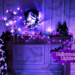 Halloween Willow Vine String Lights LED Pumpkin Bat Branches Garland Holiday Light for Halloween Indoor Outdoor Halloween Party Decor Lighting AA Battery Power