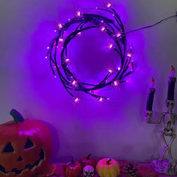 Halloween Willow Vine String Lights LED Pumpkin Bat Branches Garland Holiday Light for Halloween Indoor Outdoor Halloween Party Decor Lighting AA Battery Power