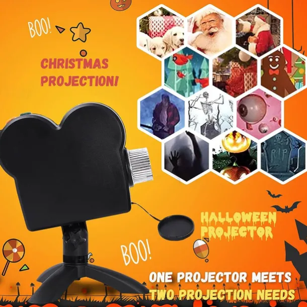 Halloween Window Projector Halloween Projector with a Tripod Built-in 12 Movies Mini Outdoor Halloween Projectors for Perfect Christmas and Halloween Outdoor Decorations