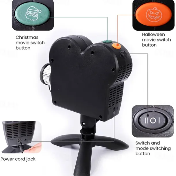 Halloween Window Projector Halloween Projector with a Tripod Built-in 12 Movies Mini Outdoor Halloween Projectors for Perfect Christmas and Halloween Outdoor Decorations