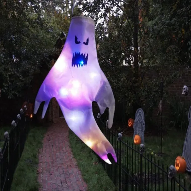 Halloween Windsock Flag 39 Inch Spooky Cartoon Flag Wind Socks Pumpkin Bat Ghost Monster Outdoor Hanging Decoration for Home Yard Patio Lawn Garden Tree Party Decoration