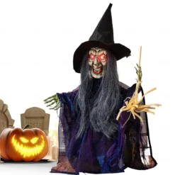 Halloween Witch Decorations, Halloween Witches Open Witch Figures Halloween Decorations Sound Active - Home Decor, Party Gift Supplies, Indoor Outdoor with Lighted Eyes