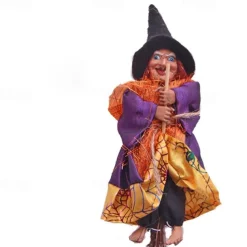 Halloween Witch Dolls Decoration Accessories Scary Figurines Prop Craft Ornaments Hanging Ghost Pendant for Garden Haunted House Bars Party Decor
