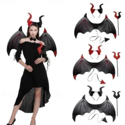 Halloween Witch Vampire Devil Halloween Props Headband Bat Wings Adults' Women's Dress Up Halloween Carnival Easy Carnival Costume for Walpurgis Night