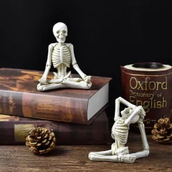 Halloween Yoga skeleton figure decoration with skull resin craft knickknacks