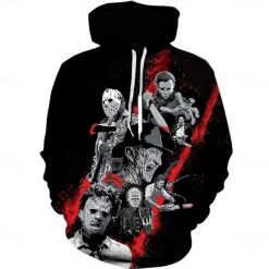 Halloween Zombie Hoodie Print 3D Front Pocket Graphic For Couple's Men's Women's Adults' Halloween Carnival Masquerade 3D Print Vacation Halloween