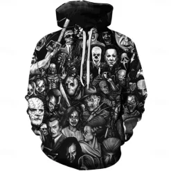 Halloween Zombie Hoodie Print 3D Front Pocket Graphic For Couple's Men's Women's Adults' Halloween Carnival Masquerade 3D Print Vacation Halloween