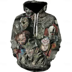 Halloween Zombie Hoodie Print 3D Front Pocket Graphic For Couple's Men's Women's Adults' Halloween Carnival Masquerade 3D Print Vacation Halloween
