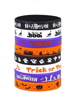 Halloween-Themed Silicone Wristbands – Assorted Colors and Designs for Trick-or-Treat Parties, Events, and Gifts
