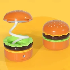 Hamburg Night Light Creative Mini Table Lamp with Pencil Sharpener Children's Study Lamp Sleep Lamp Rechargeable Bedside Lamp(random color)